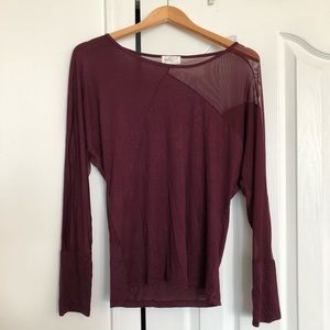 Sheer Mesh Panel Longsleeve Top